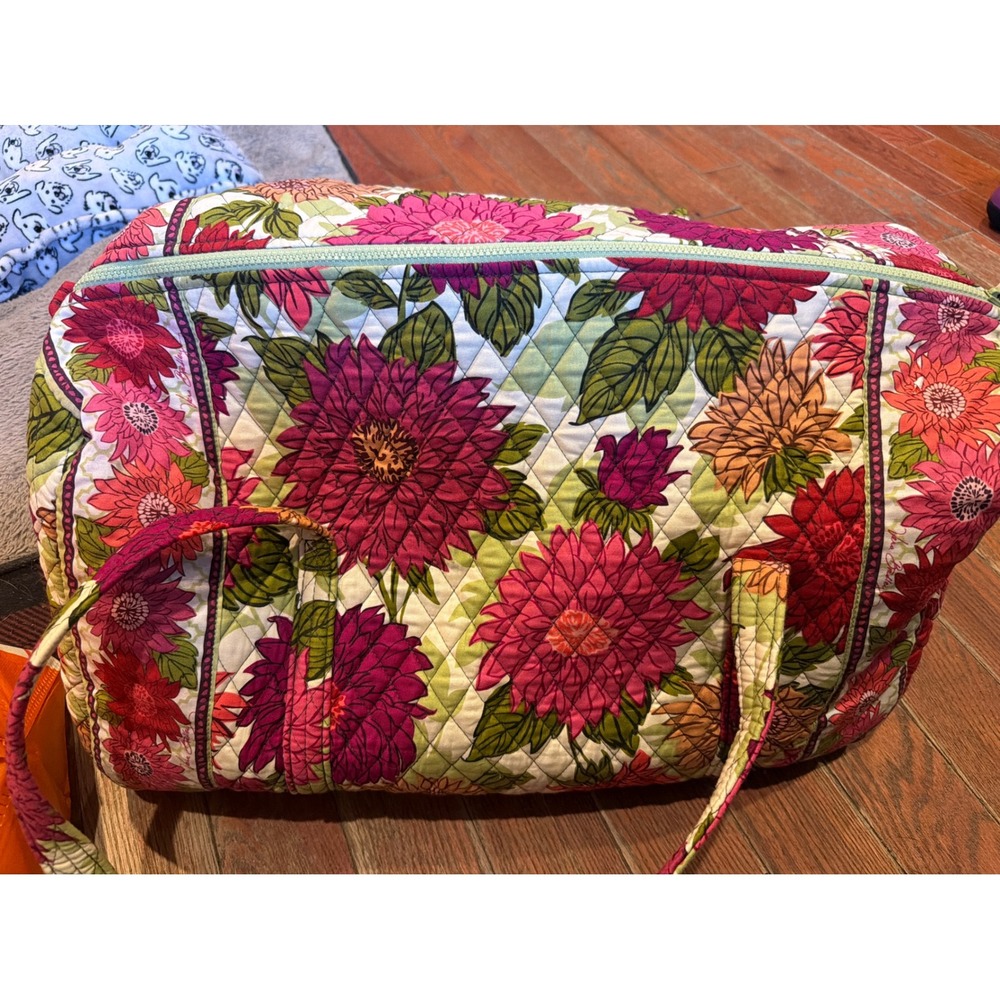 Vera Bradley Large Duffel Bag Dahlia Quilted Floral Pink, Green, purple
